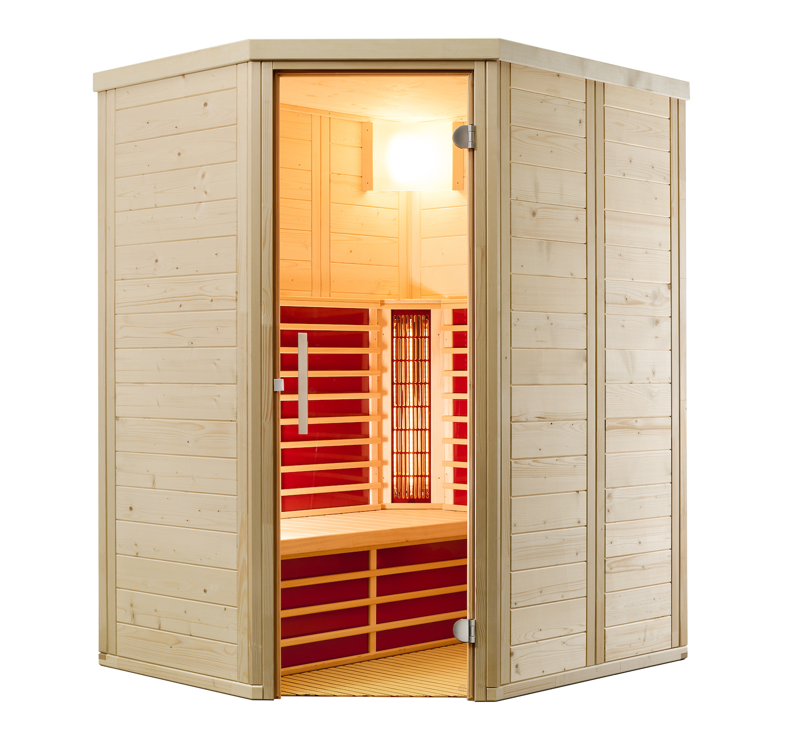 Infraworld TrioSol Natura 148 Ecke rechts Infrarotkabine Infrarotstrahler 148x121,5x200 cm