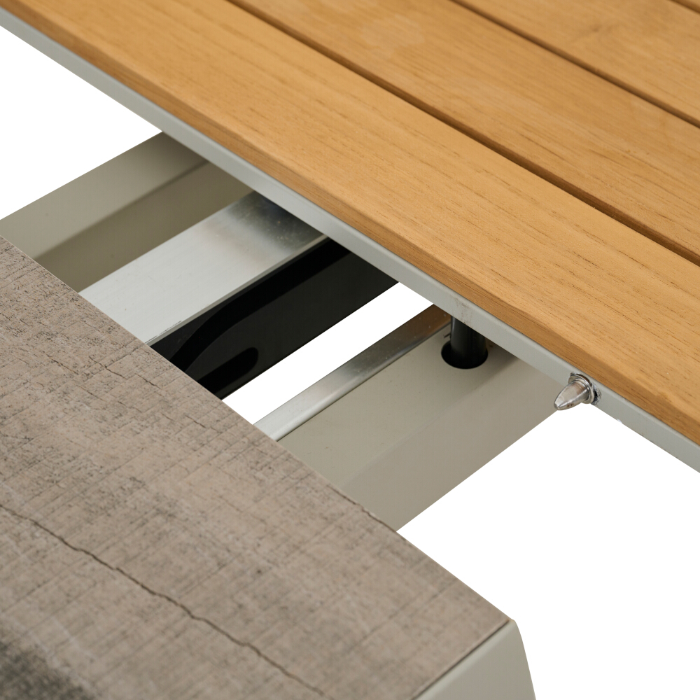 Lindos Ausziehtisch 160/200 matt seidengrau Alu,Keramik,Teak FSC 100%