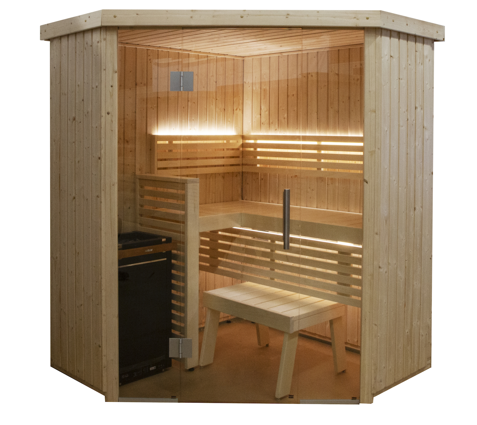 Harvia Variant View Corner Sauna Saunakabine aus Fichte ca. 163 x 163 x 201 cm