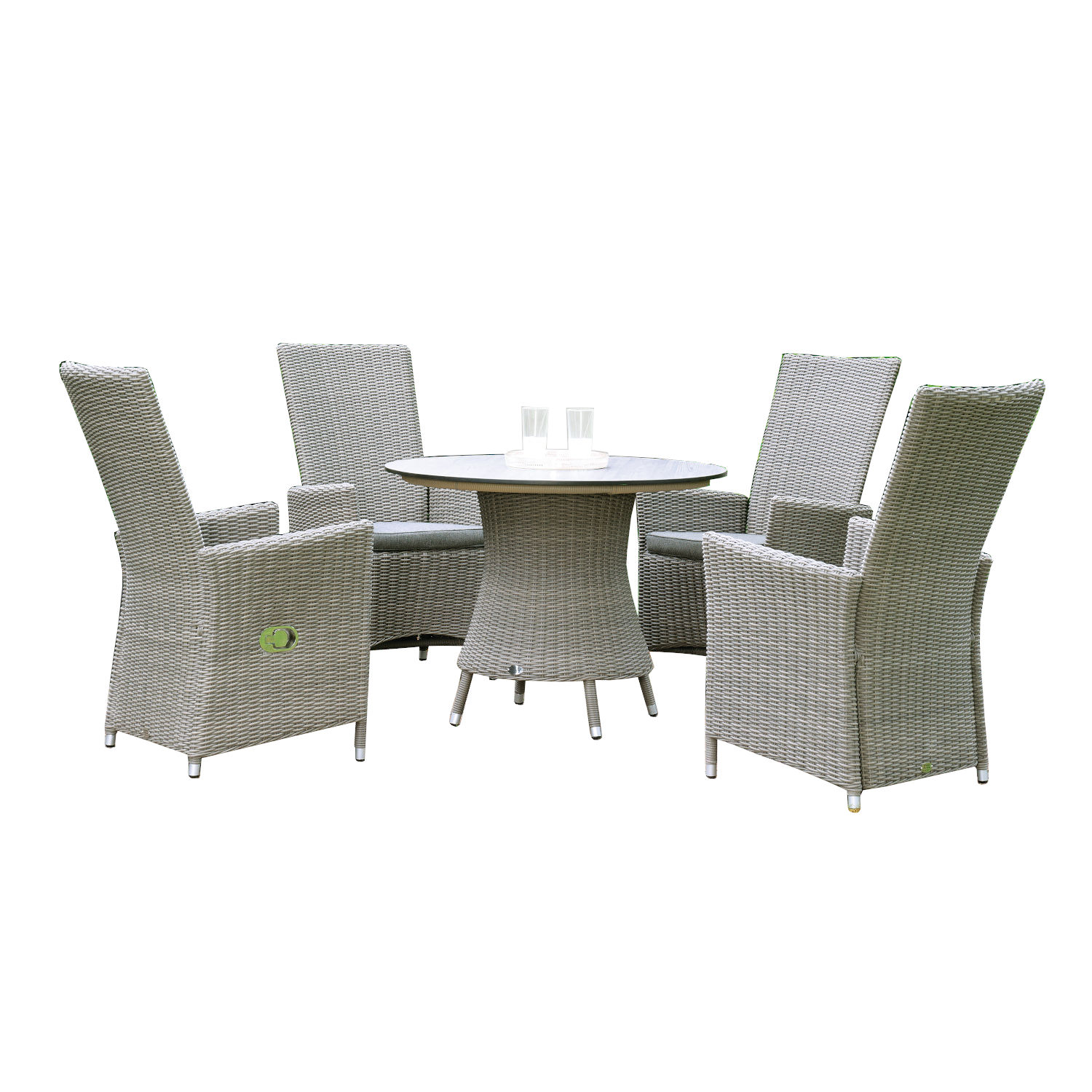 Sonnenpartner Solares & Base 5-teilige Sitzgruppe Polyrattan Ø100 cm stone-grey