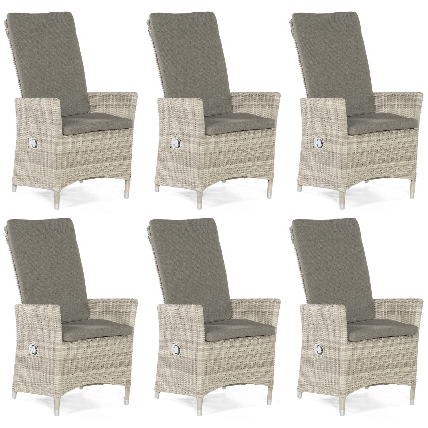 Sonnenpartner 6er-Set Garten-Sessel Solares Aluminium mit Polyrattan white-coral Gartenstuhl Hochlehner