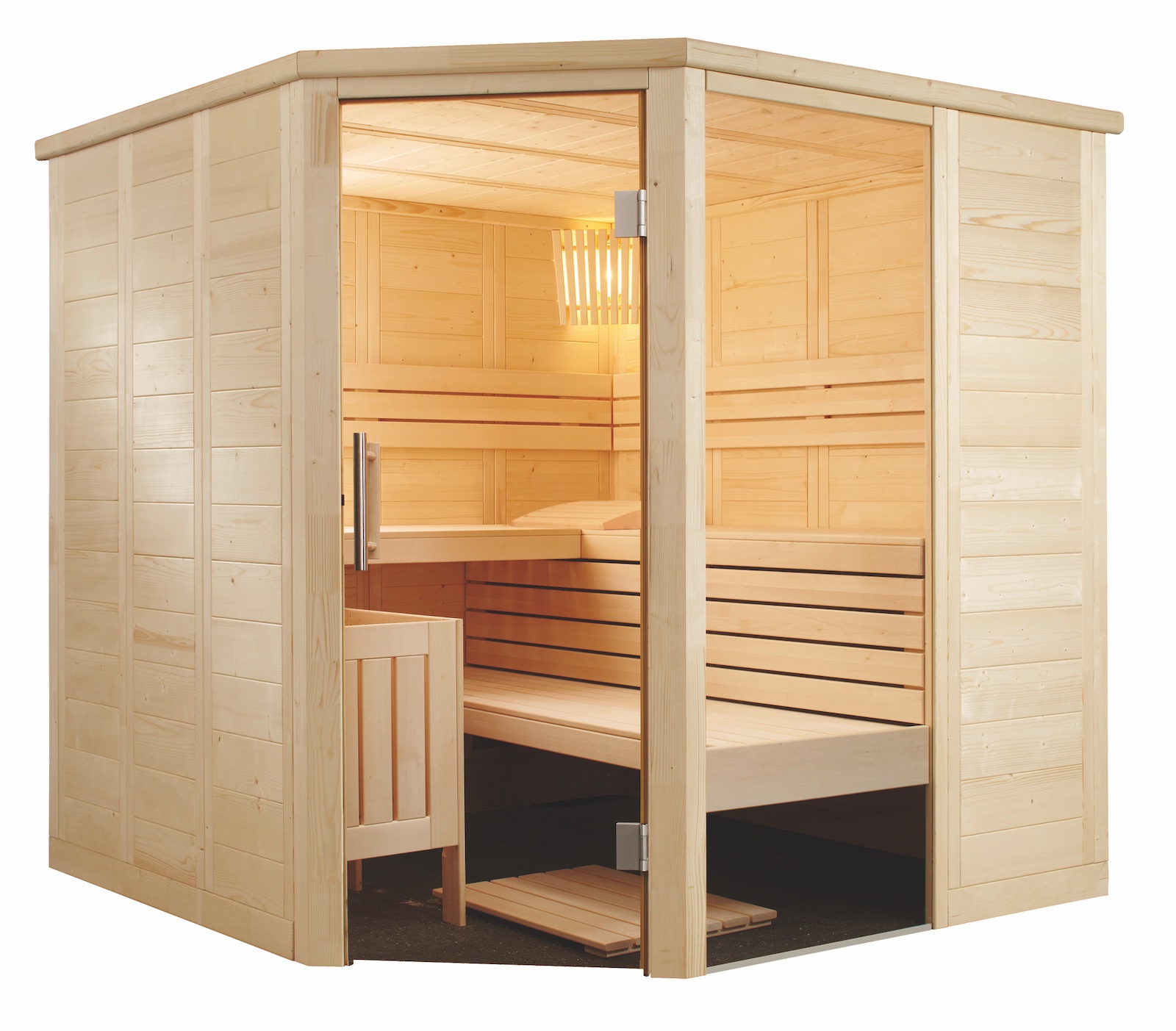 Harvia Alaska Corner Massivsauna aus Fichte Saunakabine ca. 206x206x204 cm