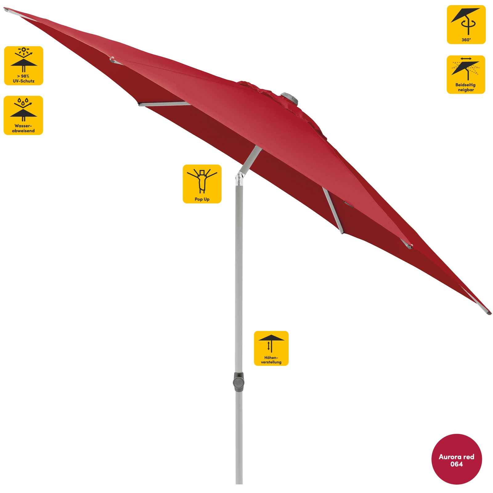 Sonnenschirm SUNCOMFORT® by Glatz Pop Up rund 300 cm in Aurora Red 064