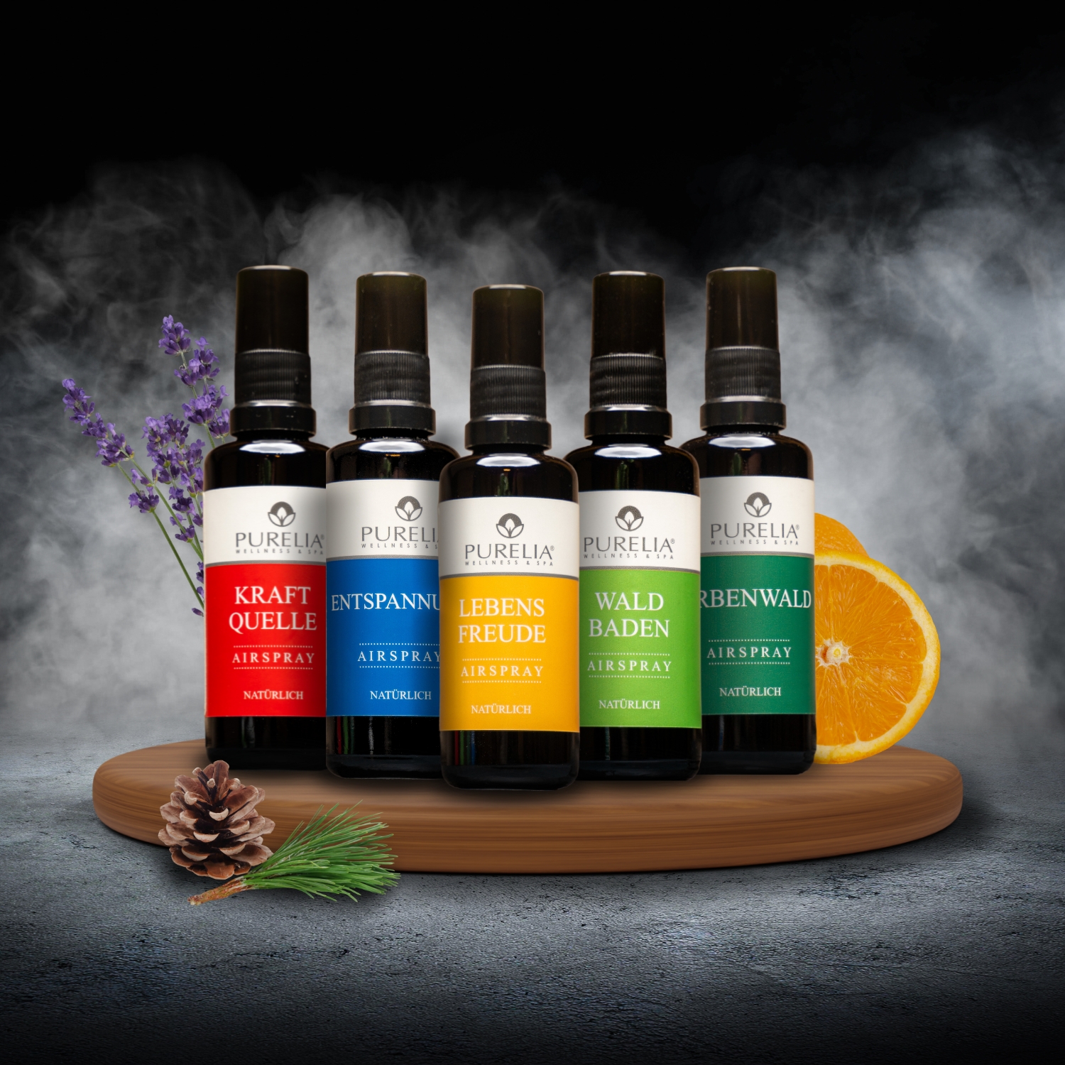 PURELIA Airspray Set 5x 50 ml Hochwertige ätherische Öle Raumspray Raumduft