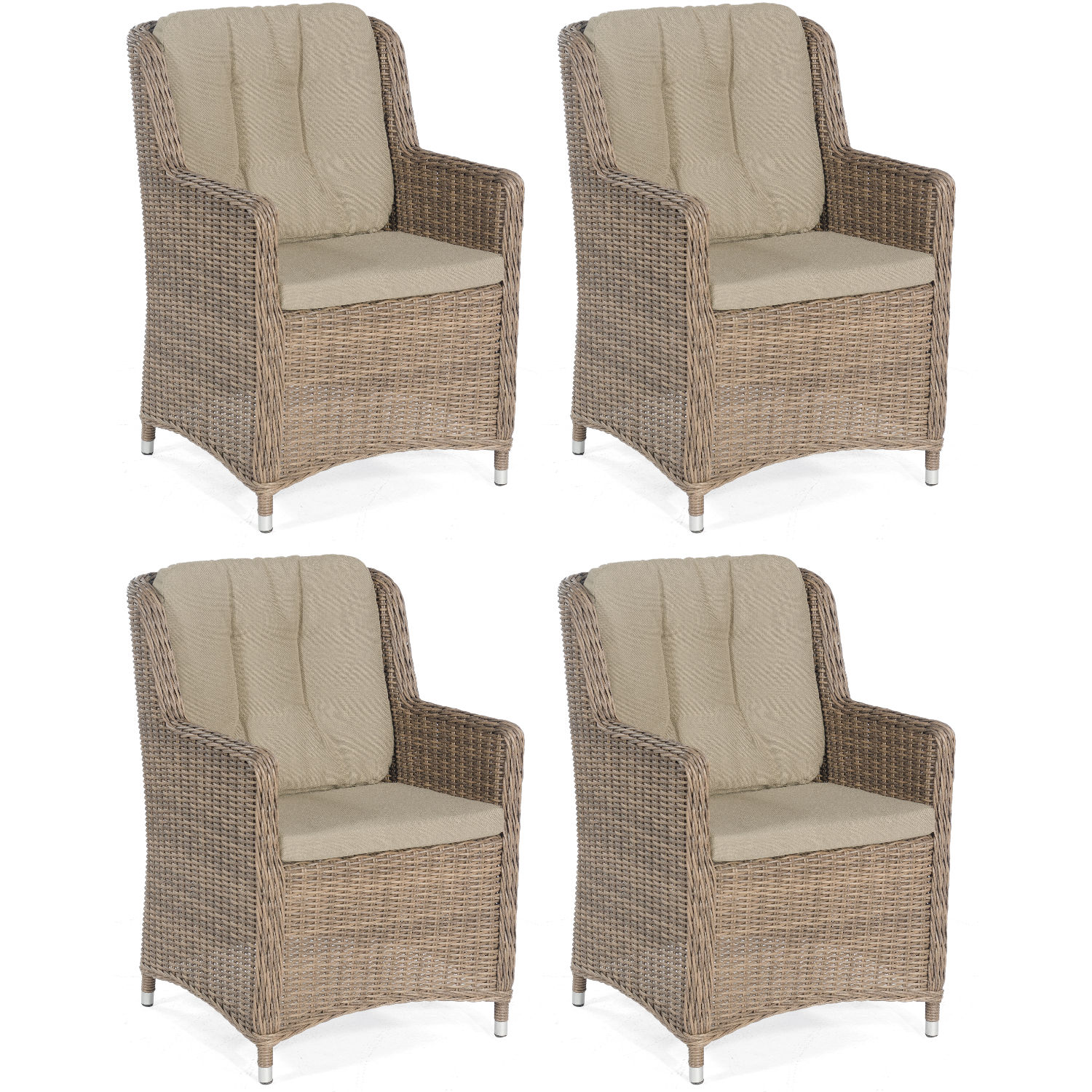 Sonnenpartner 4er-Set Garten-Sessel Avatar Aluminium mit Polyrattan rustic-stream Gartenstuhl Hochlehner