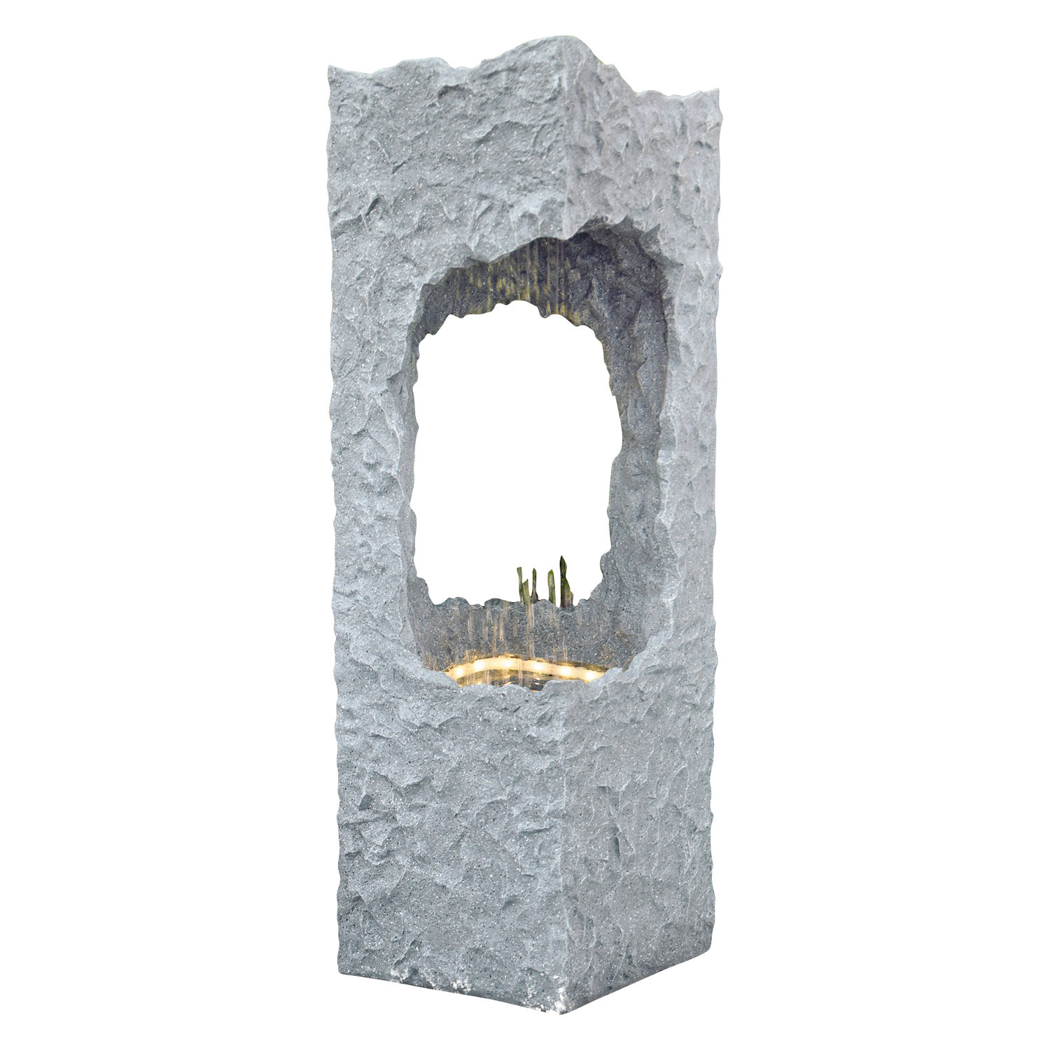Granimex Corso mit Regenfall Polystone Wassersäule mit Pumpe und LED-Beleuchtung Wasserspiel 88x28x28 cm