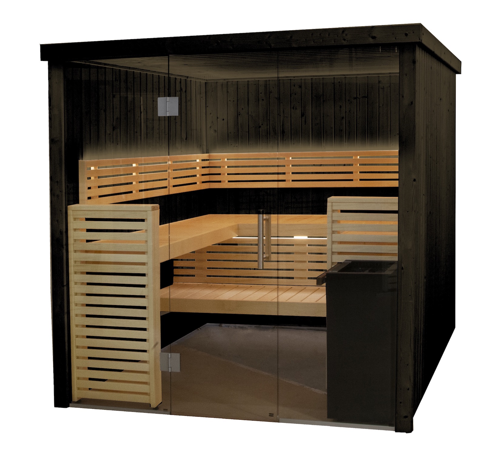 Harvia Fenix 2020S Sauna Saunakabine aus Fichte schwarz Indoor-Sauna 206 x 203 x 201 cm