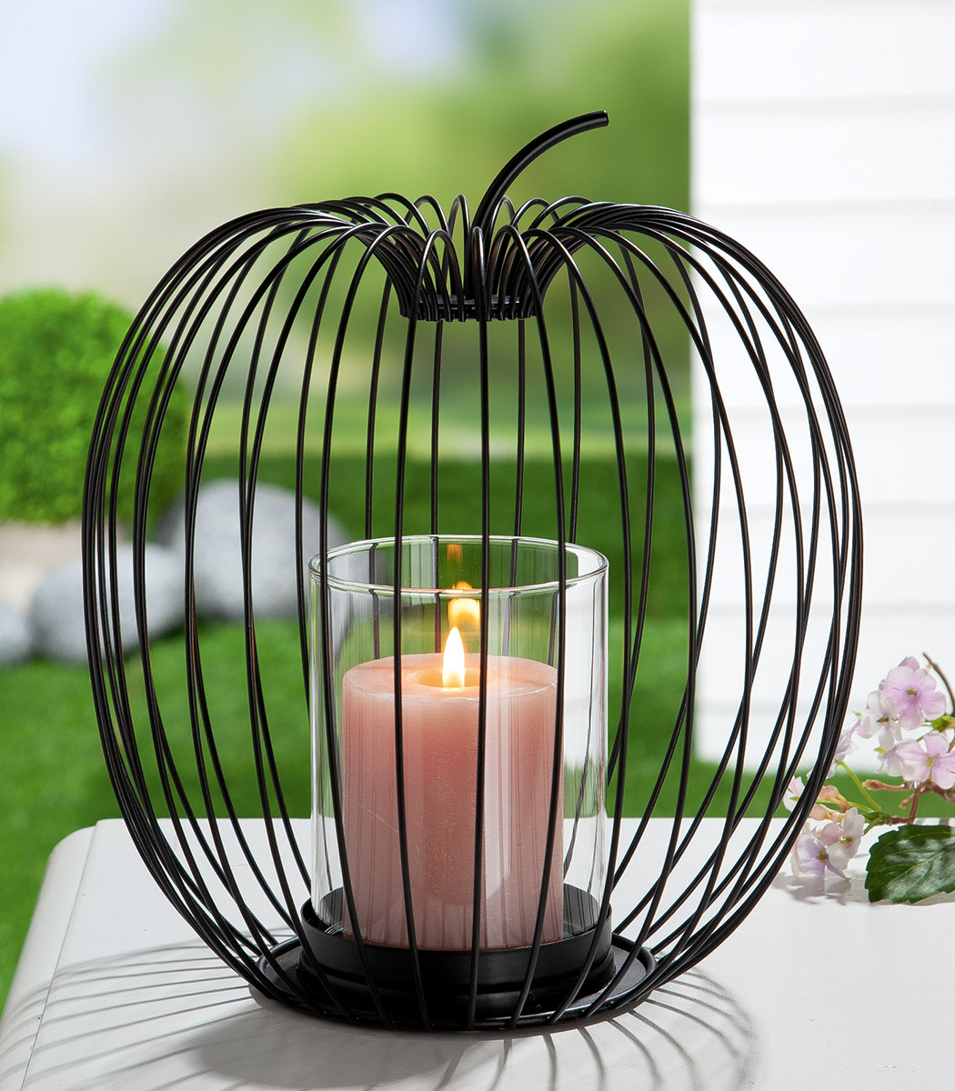 GILDE Windlicht, "Filo", Metall, schwarz, VE 4, H. 26,5 cm, D. 24 cm