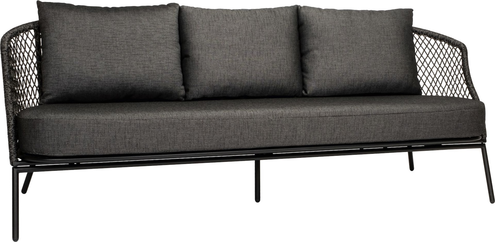 Stern Odea 3-Sitzer Lounge-Sofa Gartensofa Lounge-Bank Gartenbank mit Kissen schwarz