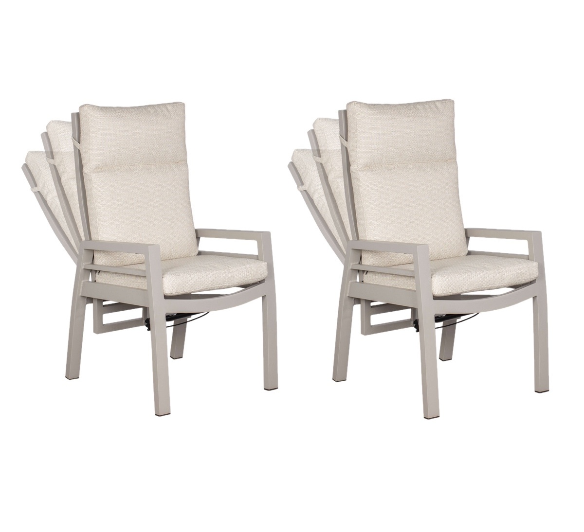 deVries 2x Dining/Relax-Sessel MONTANA Aluminium ivory/beige 2 Stück Gartenstuhl 60 x 67 x 109 cm