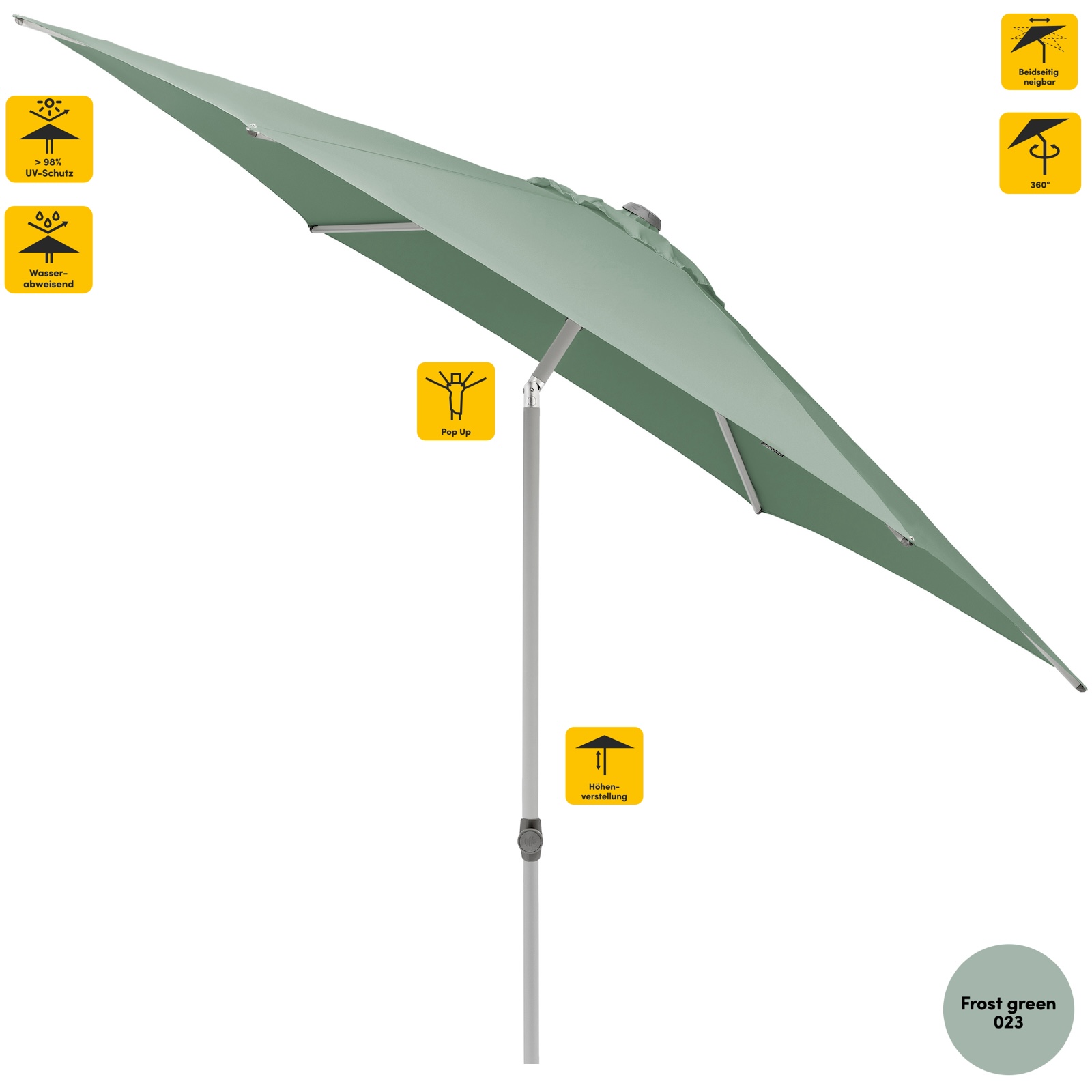 Sonnenschirm SUNCOMFORT® by Glatz Pop Up rund 300 cm in Frost Green 023