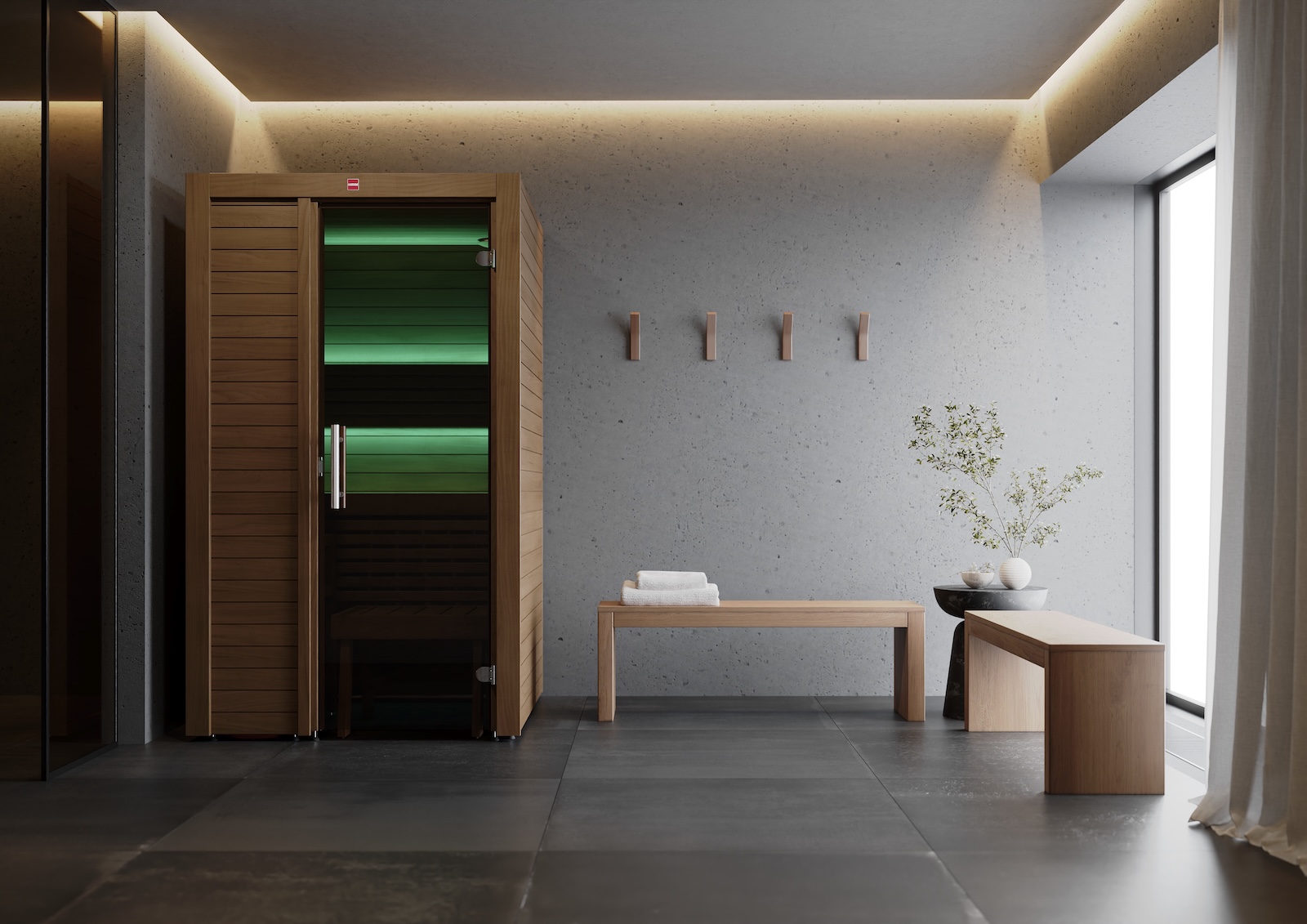 Harvia Utu Small Saunakabine Design-Sauna aus Thermo-Espe 122x123x206cm inkl. LED Beleuchtung