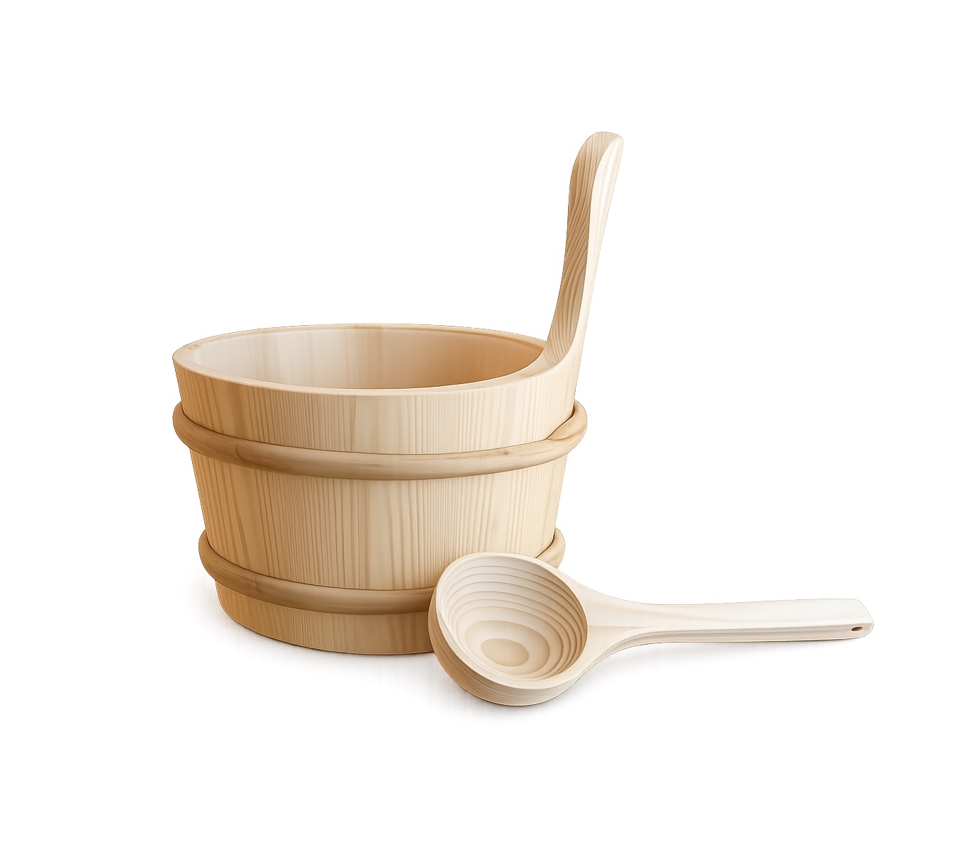 Harvia Holzeimer und Holzkelle Basic Sauna-Set Aufgusseimer mit Aufgusskelle