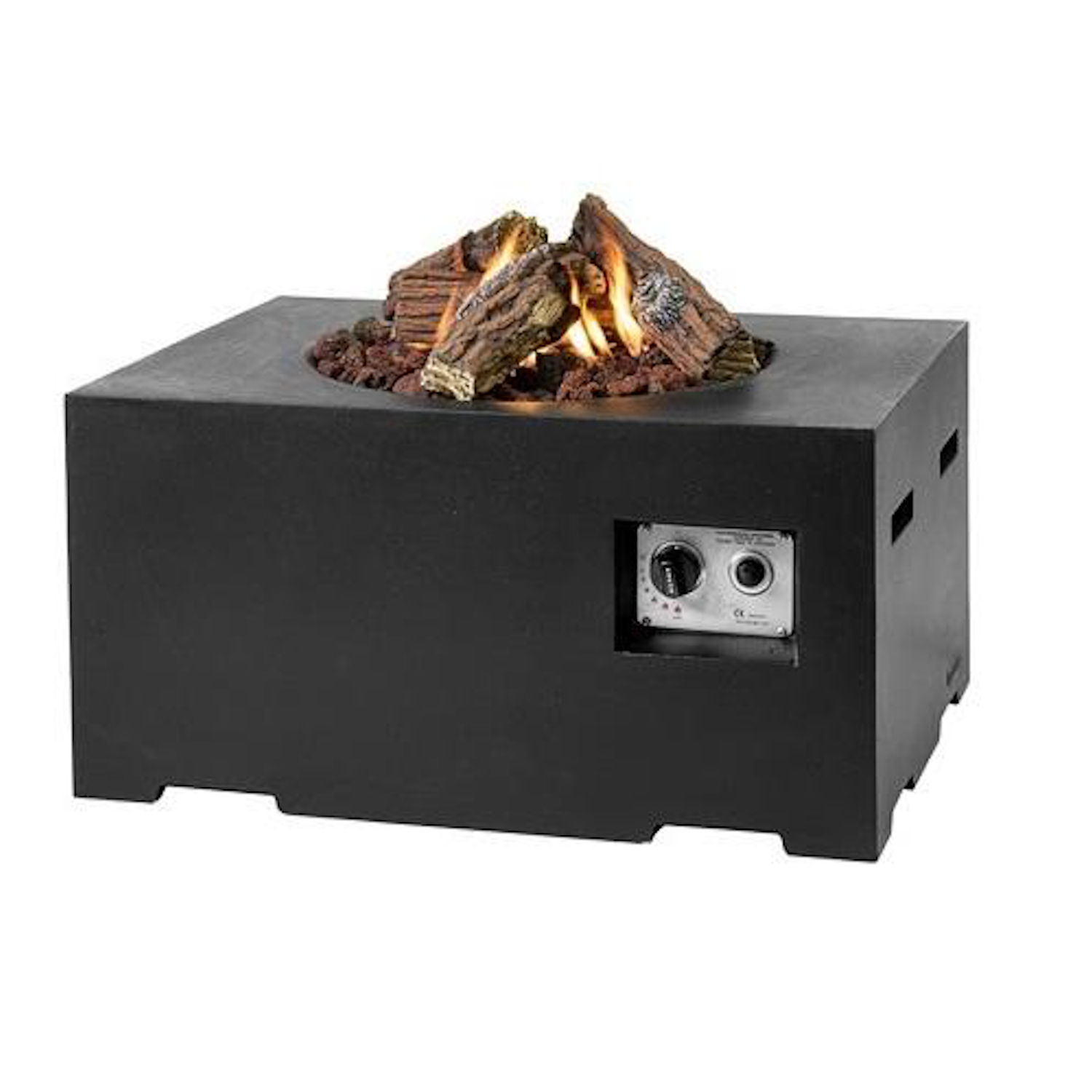 Happy Cocooning Mania Feuertisch Komplettset 12 kW rechteckig klein 80x60x40 cm Beton-Optik schwarz