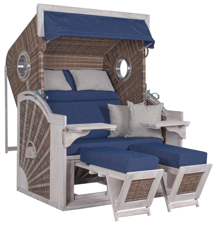 deVries Strandkorb PURE® SEASIDE XL PE Des. 504 white kubu 135 x 92 x 165 cm