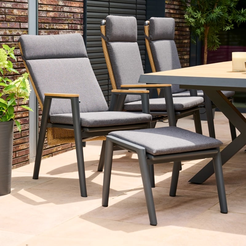 Siena Garden Dining Hocker Roma Alu, Geflecht, inkl. Kissen T50300