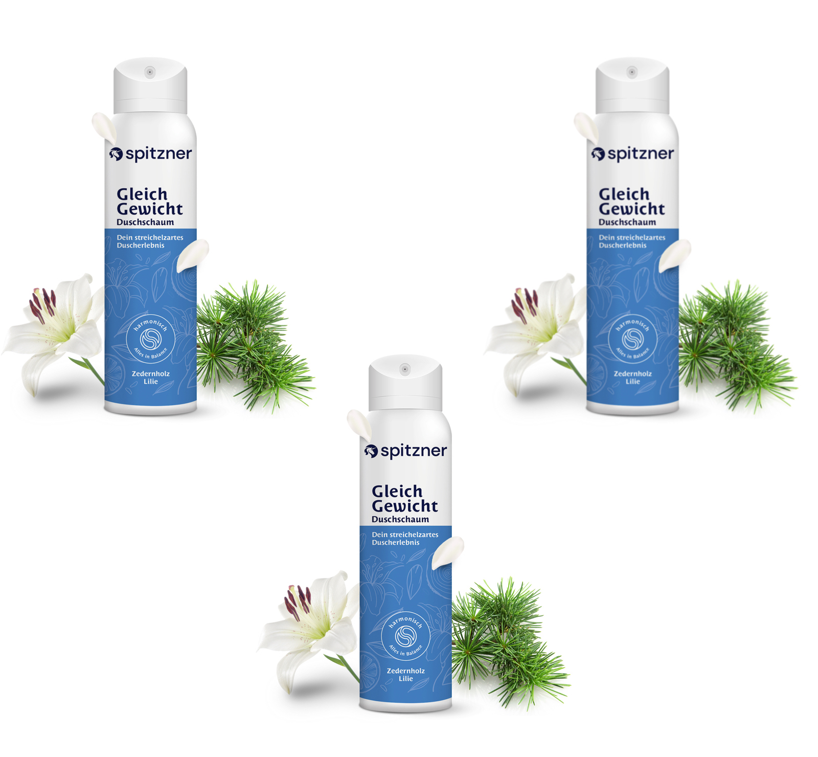 Spitzner Duschschaum Set GleichGewicht 3x 150 ml Harmonisierende Wellness-Dusche 100% vegan