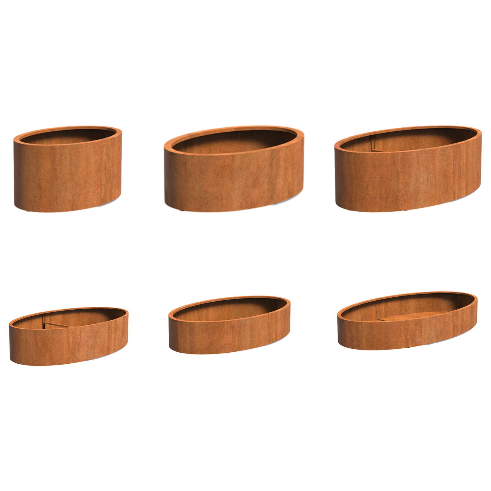 Adezz Ellipse mit Boden Pflanzgefäß aus Corten-Stahl Pflanzkübel Blumentopf