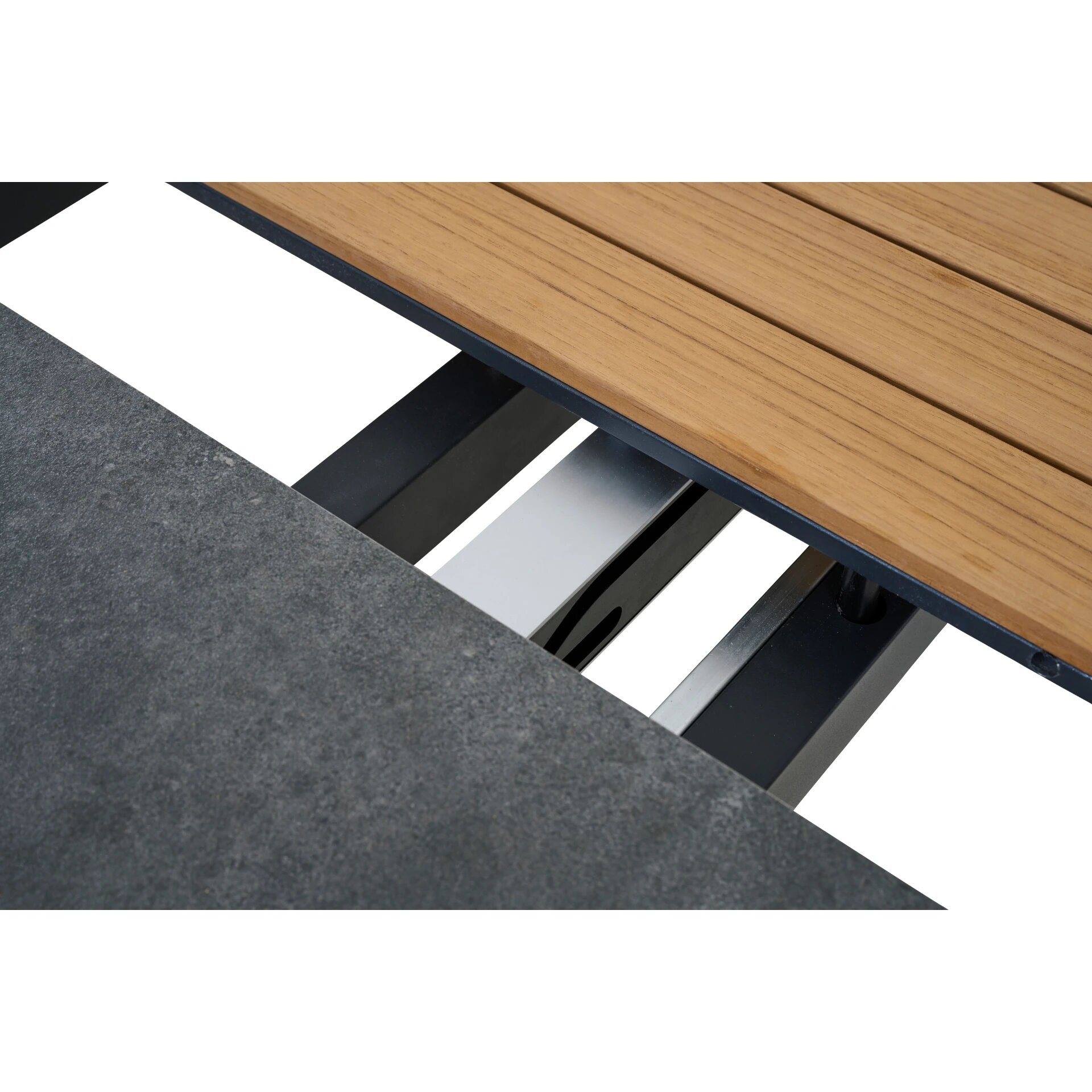 Silva Dining Tisch Lindos 160/200 x 90 cm, FSC Alu, Keramik, Teak FSC 100 %