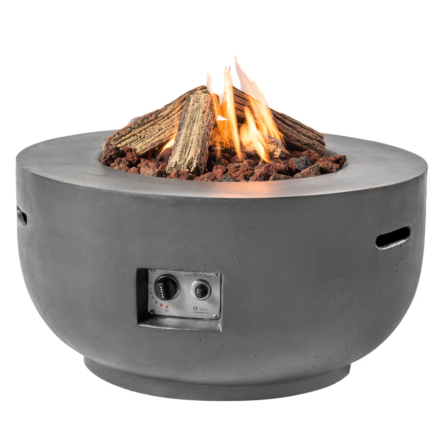 Happy Cocooning Mania Feuertisch Bowl 19,5 kW rund Feuerstelle Beton-Optik grau