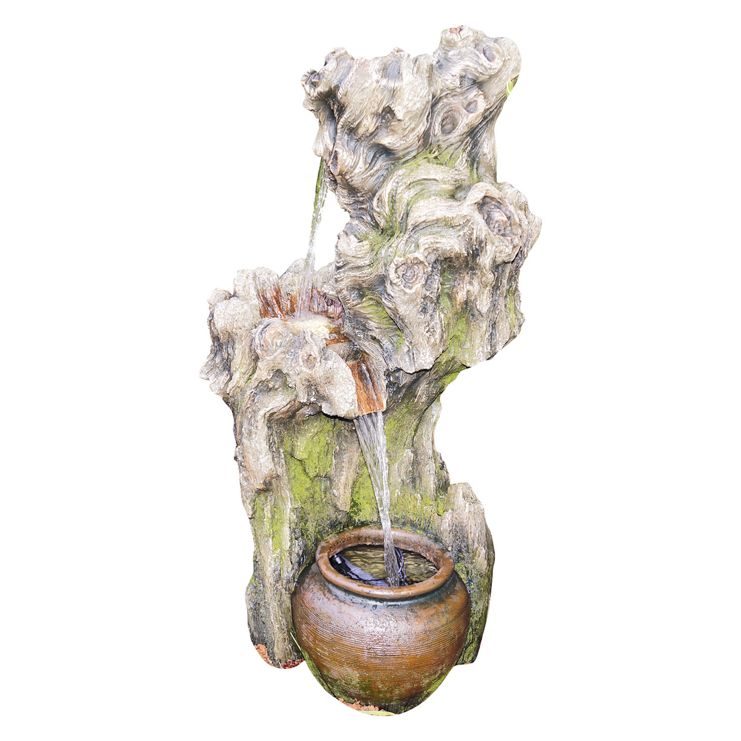 Granimex Zang Polystone Wasserfall mit Pumpe und LED-Beleuchtung Zierbrunnen Wasserspiel 100x50x49 cm