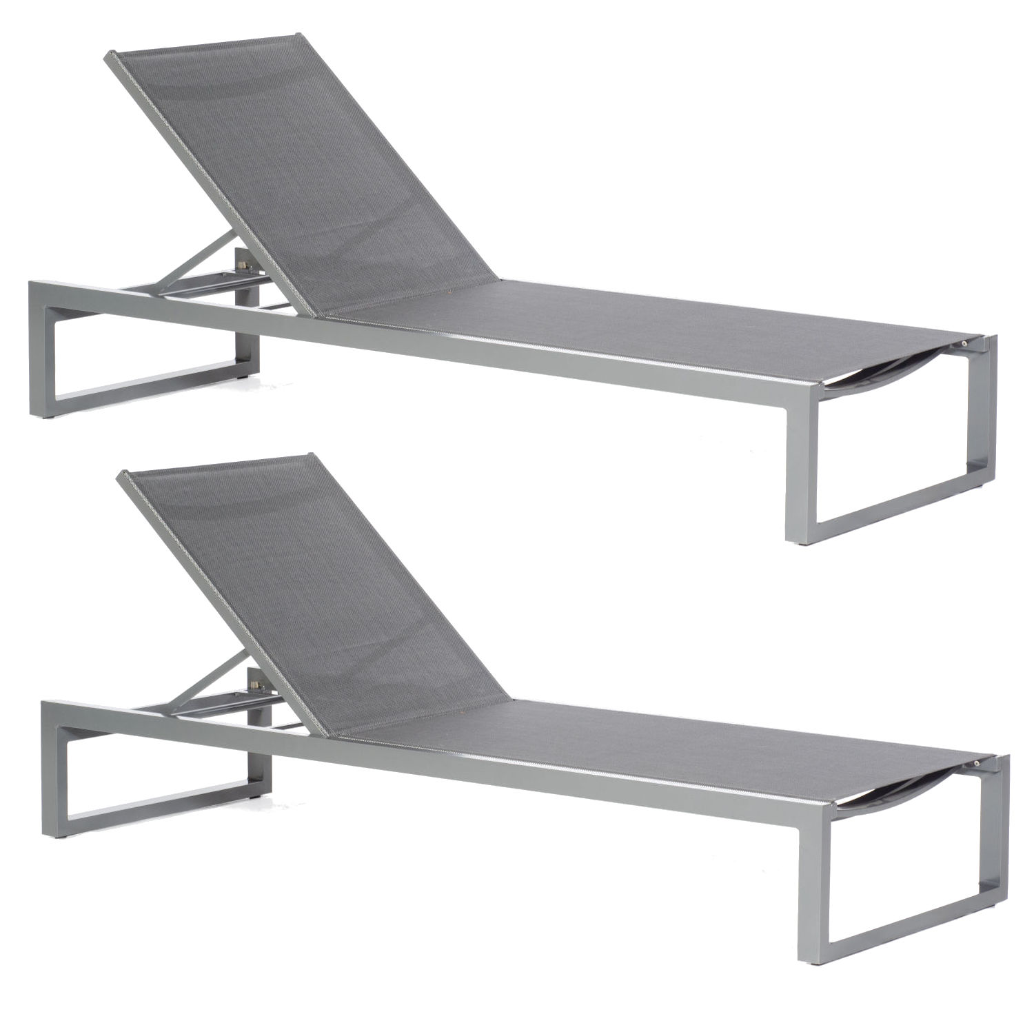 Sonnenpartner Argos 2x Sonnenliege Gartenliege anthrazit/Textilen Aluminium