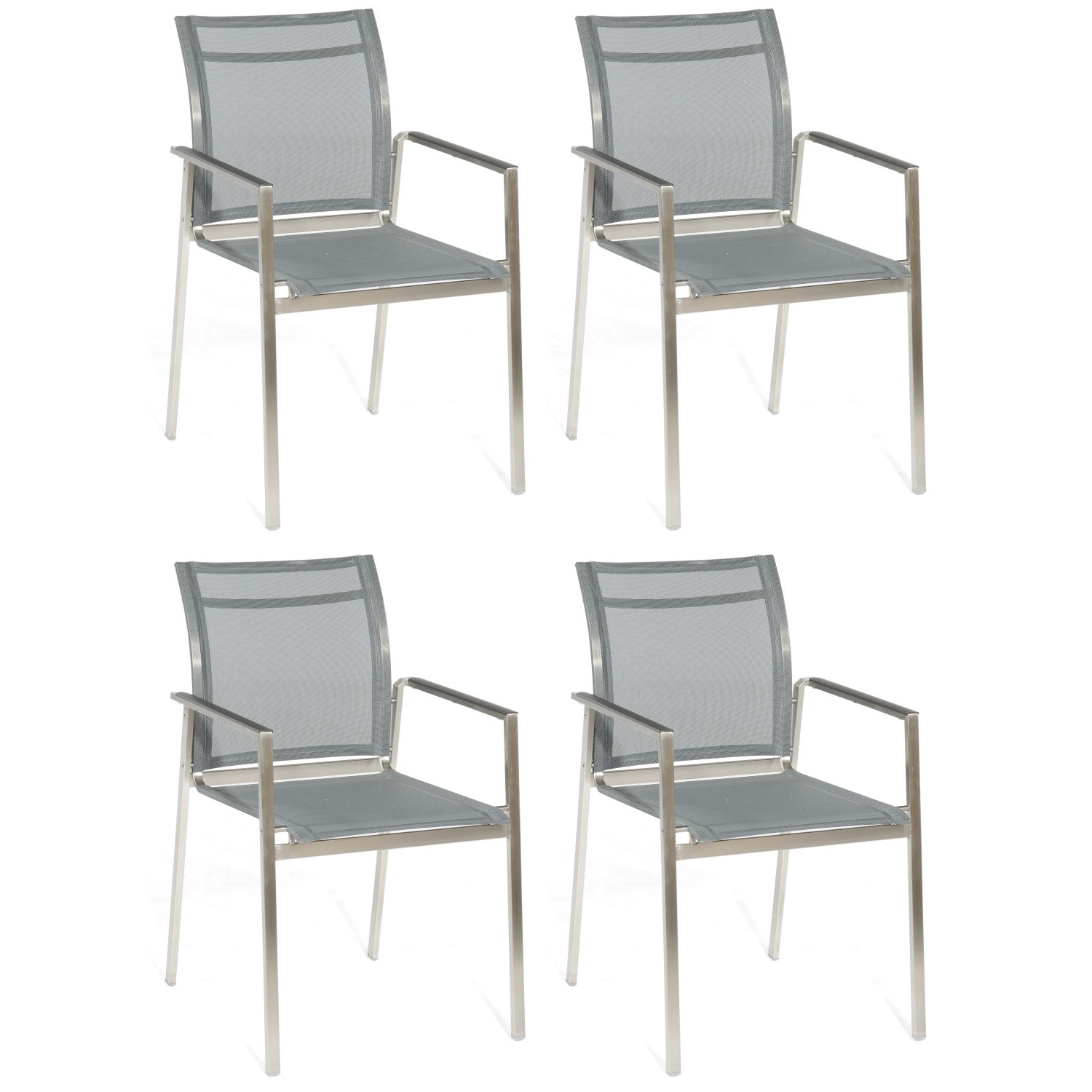 Sonnenpartner Solicity 4er-Set Stapelstühle Stuhl-Set Edelstahl/Textilen anthrazit