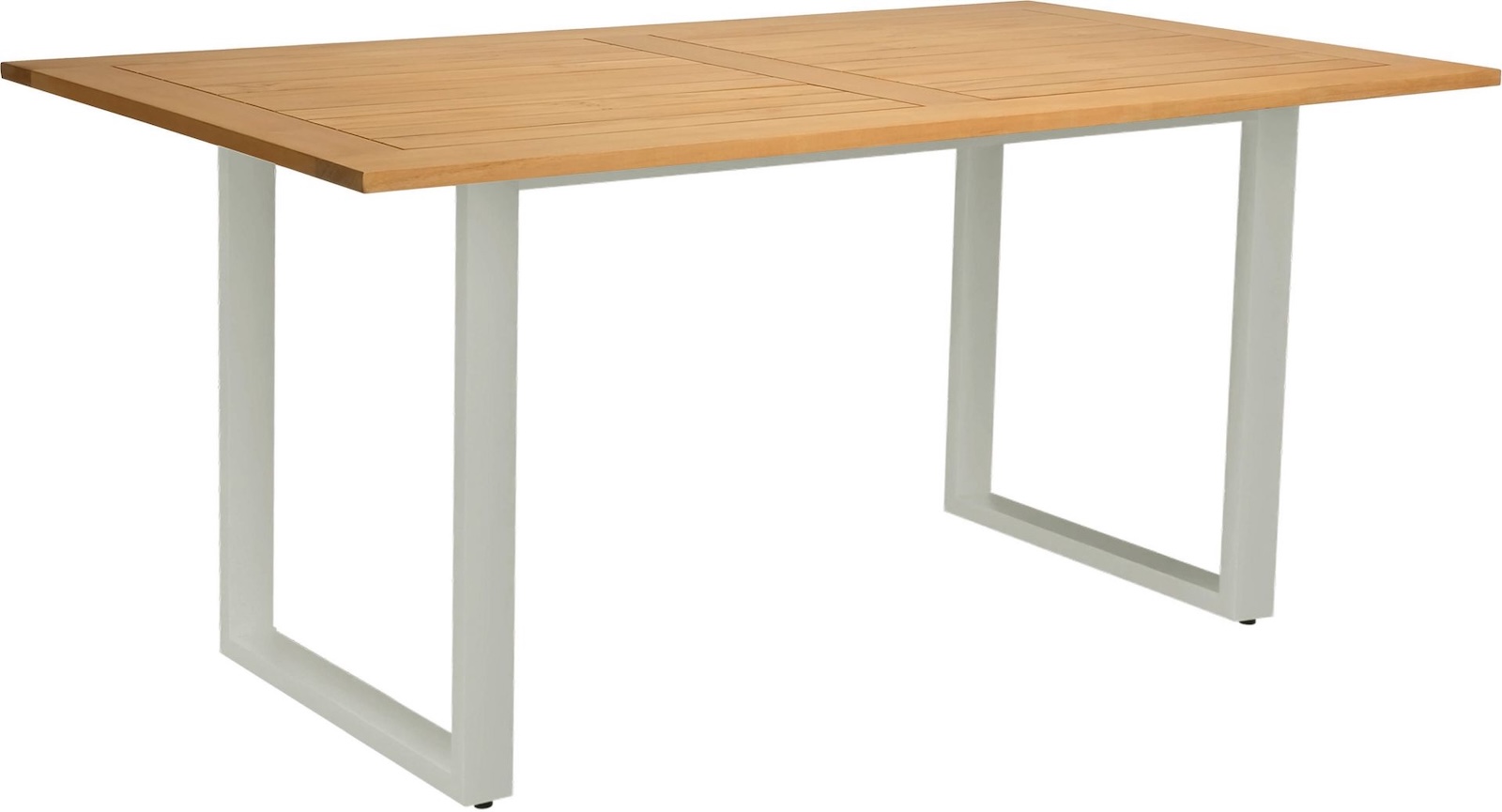 Stern Kufentisch Dining-Tisch Gartentisch Teakholz-Platte Aluminium greige 180x100 cm