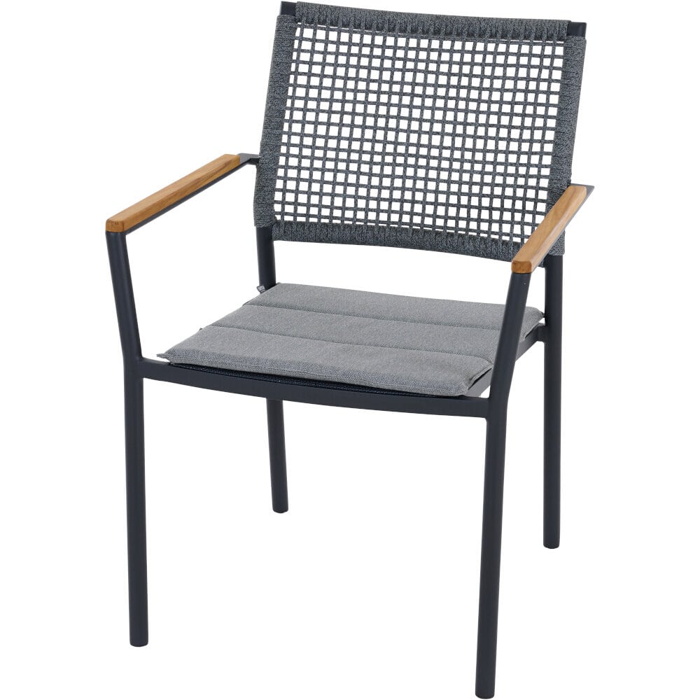 Siena Garden Kent St.Ses, l-grey ,FSC Alu, Rope,Teak FSC 100%