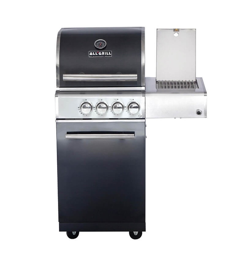 ALLGRILL Gasgrill CHEF S BLACK Modular Grundmodell 2 Brenner, Seitenkocher, Backburner (500702)