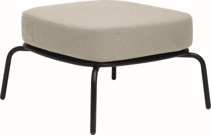 Stern Lounge-Hocker Odea Aluminium schwarz matt Kissen Outdoorstoff cream ca. 58x58x37 cm