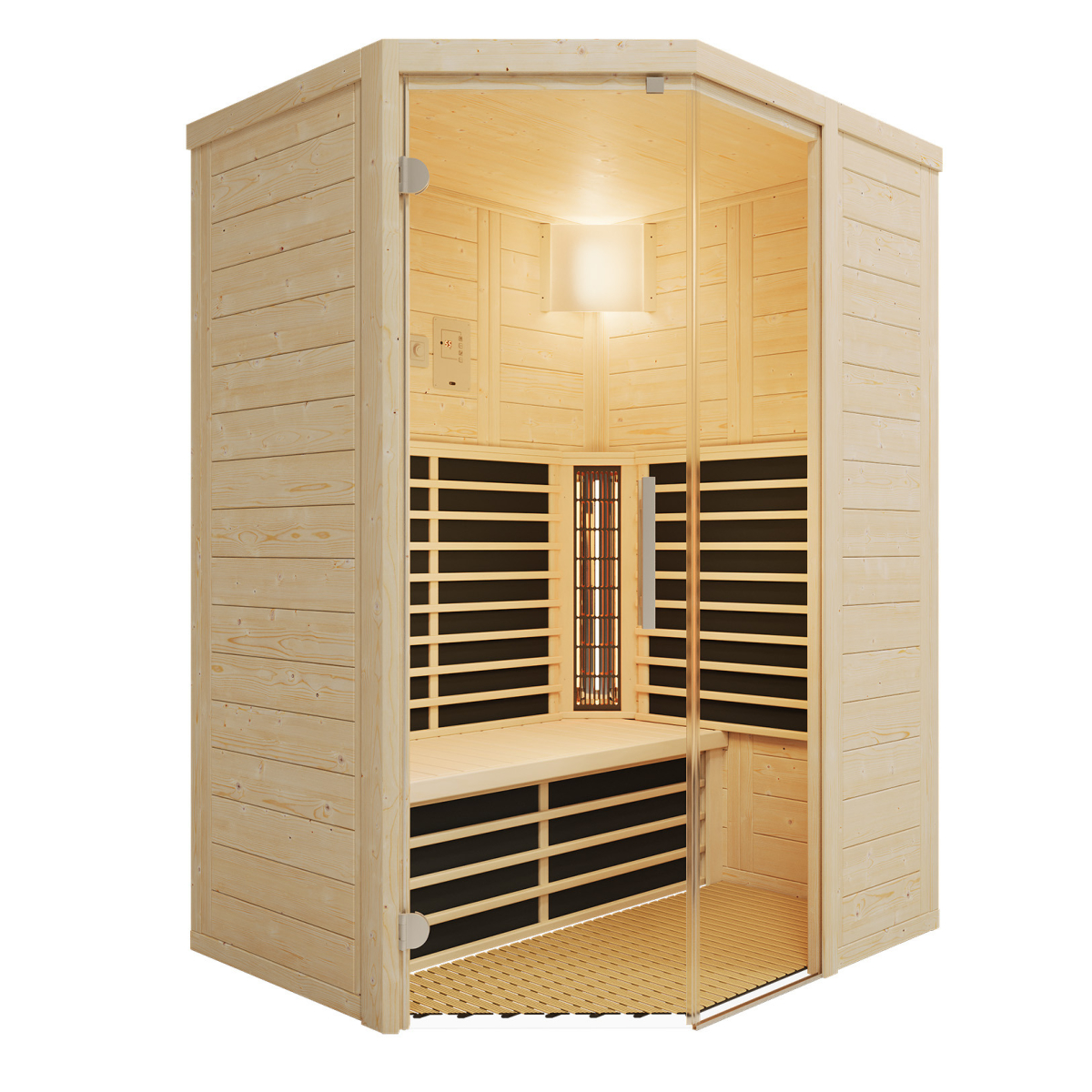 Infraworld Vario Natura 145 Ecke Infrarotkabine mit Infrarotstrahler 145x120x200 cm