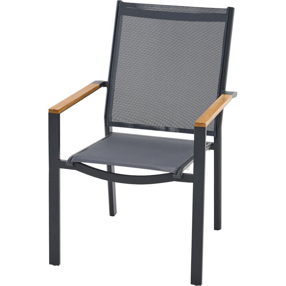 Siena Garden Stapelsessel Taylor anthrazit, FSC Aluminium, Textil,Teak FSC 100%