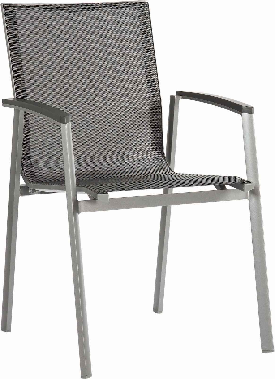 Stern Stapelsessel New Top Aluminium graphit/Textilen silbergrau Gartenstuhl Stapelstuhl