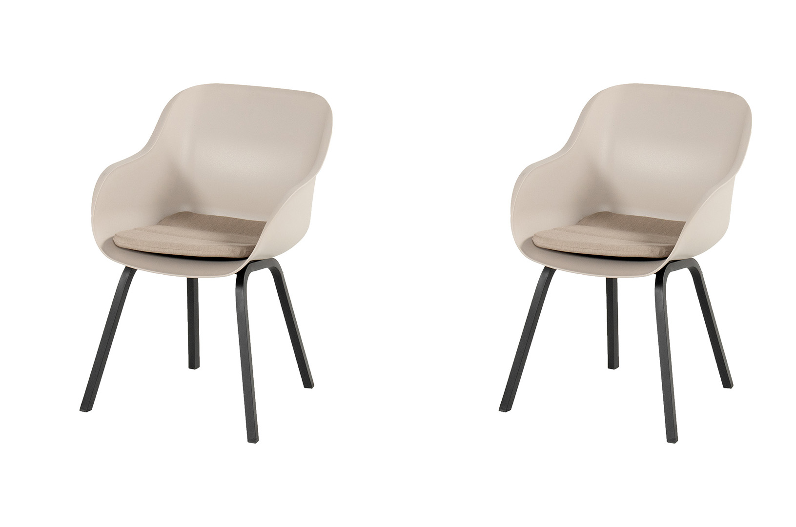 Hartman Le Soleil Element Dining Stuhl taupe mit schwarzem Gestell inkl. SEAQUAL Sitzkissen taupe