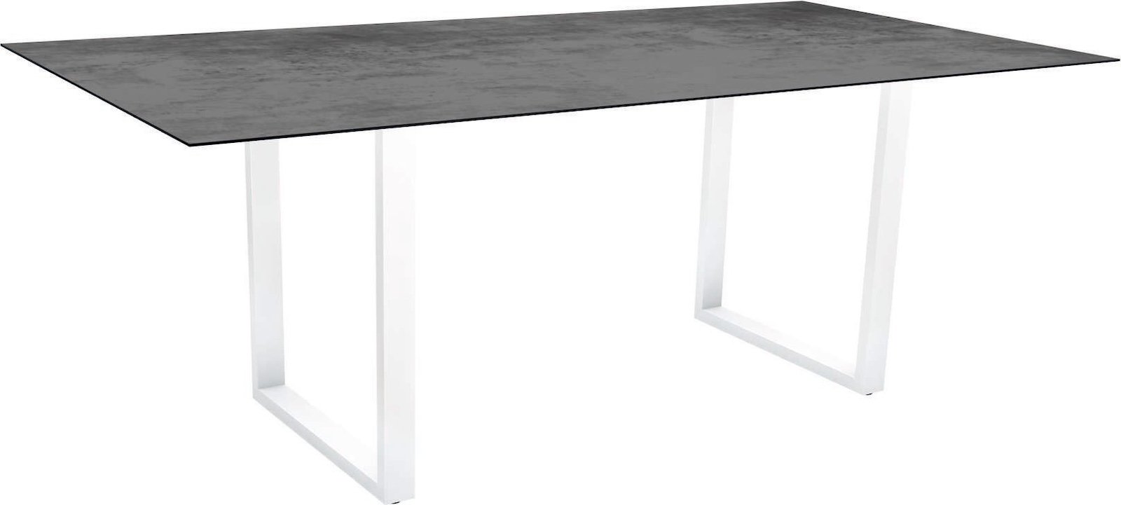 Stern Kufentisch Gartentisch Aluminium weiß 100x100 cm mit wählbarer Tischplatte