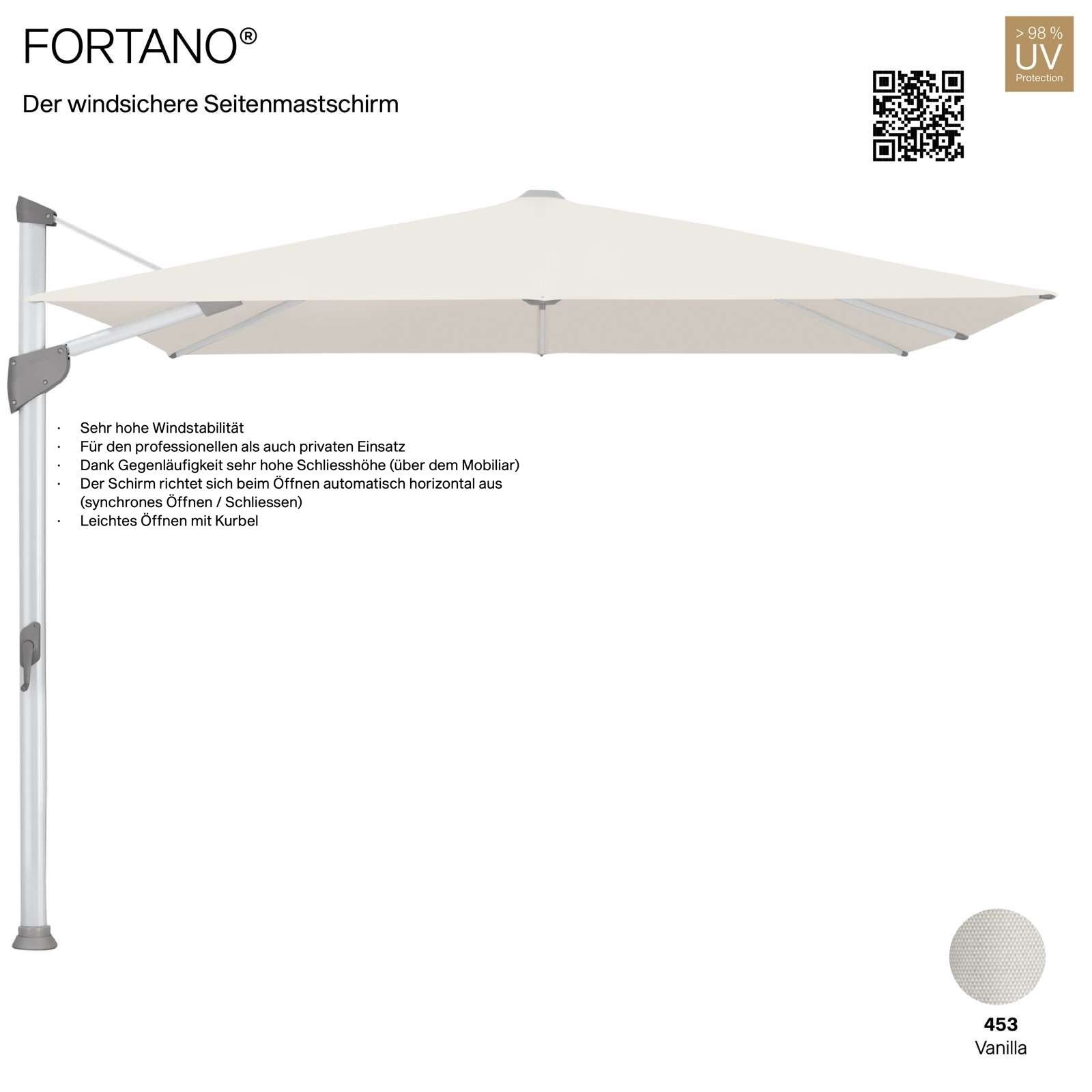 GLATZ Sonnenschirm FORTANO® Ampelschirm 300 x 300 cm Freiarmschirm Farbe 453 Vanilla