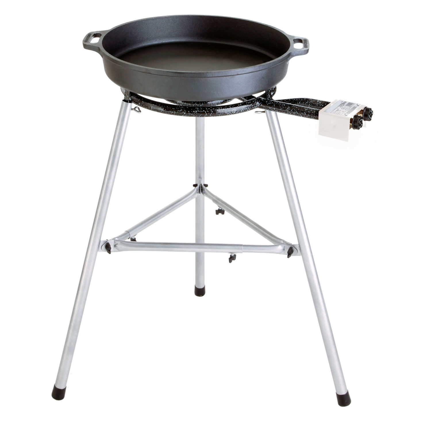 Paella World Gusspfannen-Set 3 mit Brenner und Paella-Pfanne aus Gusseisen Ø 40/60 cm