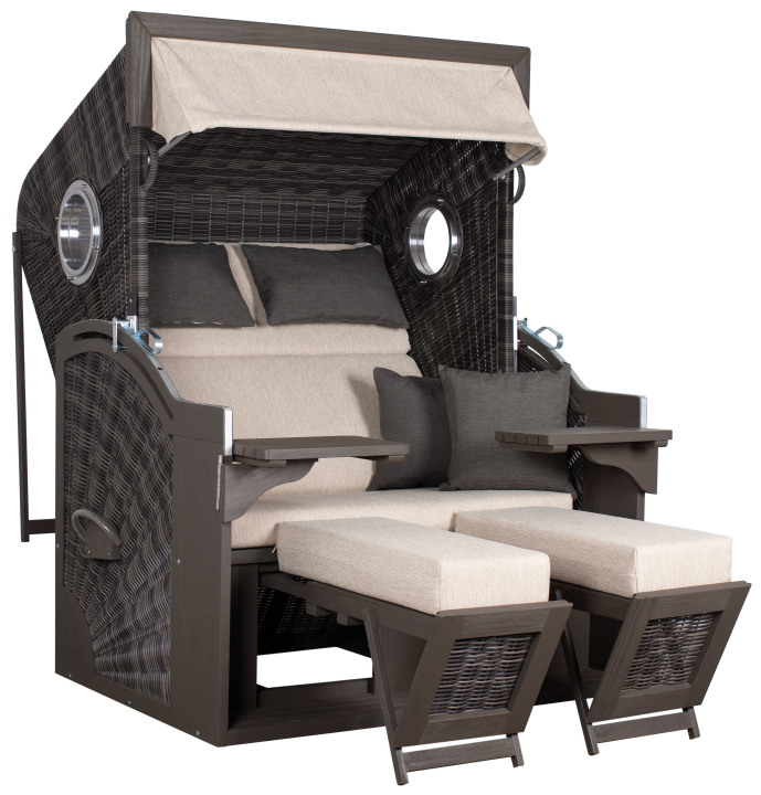 deVries Strandkorb Des. 500 PURE® SEASIDE XL PE stone grey 135 x 92 x 165 cm