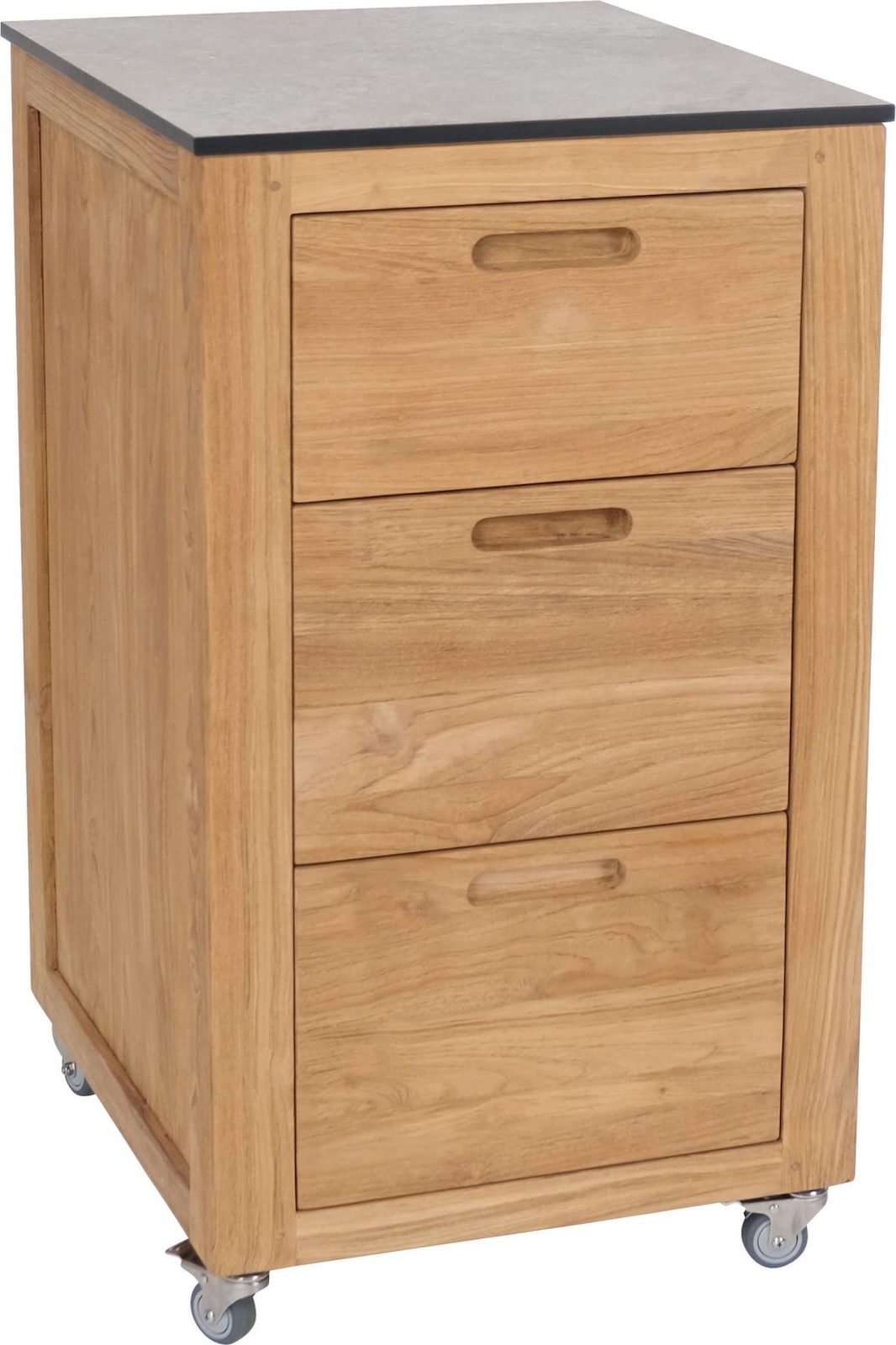 Stern Sideboard Elma 3 Schubladen Old Teak Arbeitsplatte Silverstar Quarz