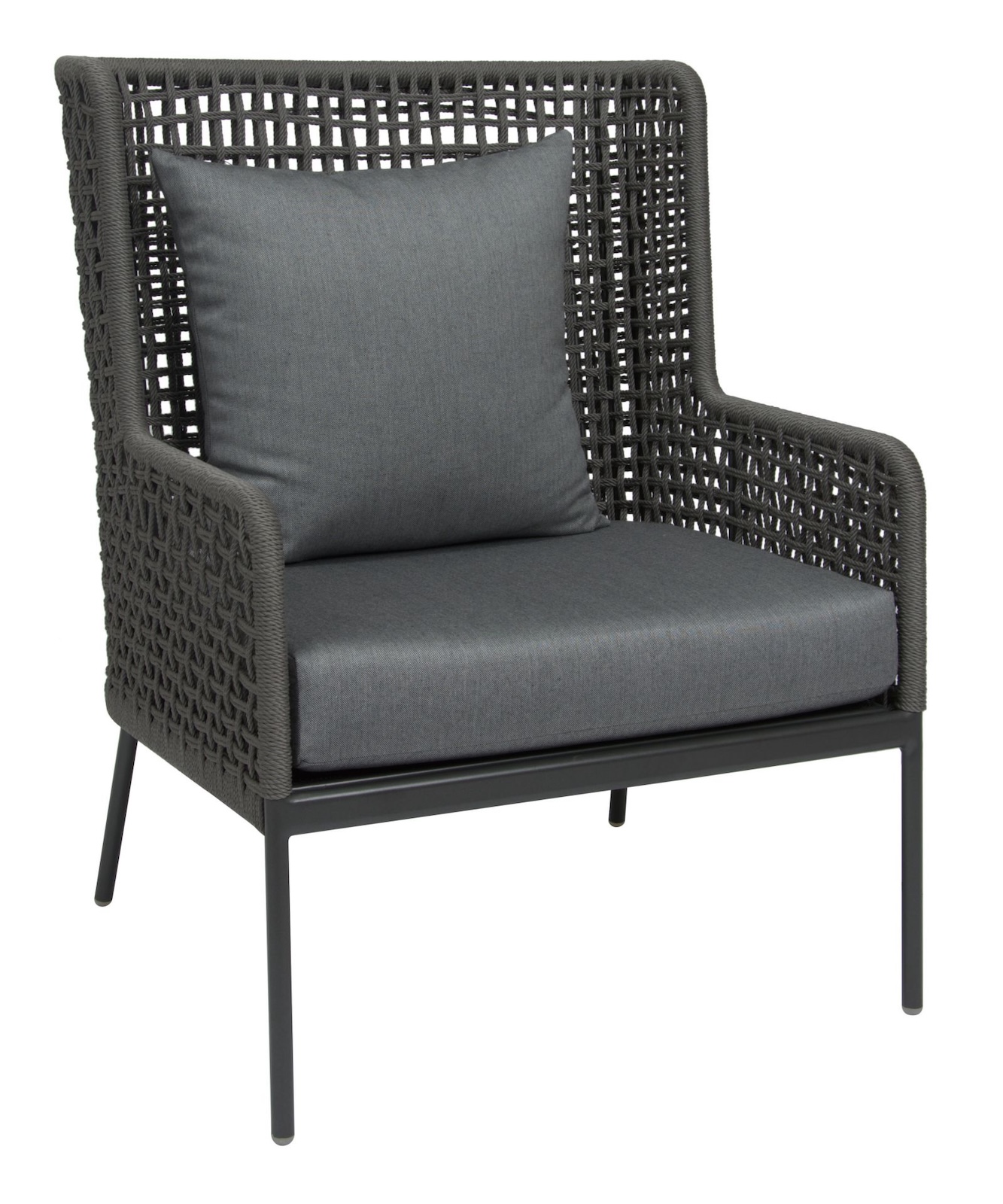 Stern Greta Lounge-Sessel Lounge-Stuhl Gartensessel mit Kissen schwarz/seidengrau