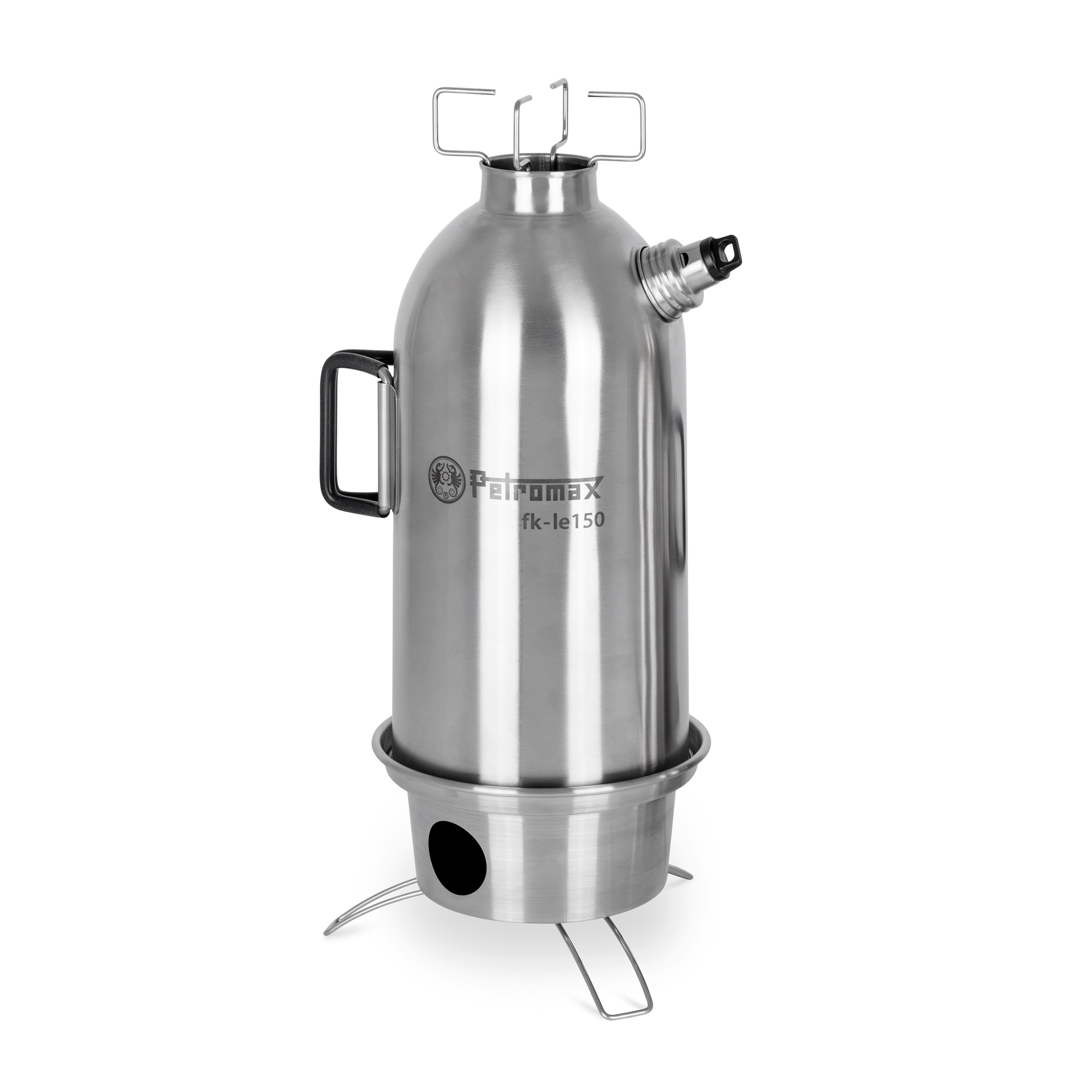 Petromax Feuerkanne fk-le150 aus Edelstahl 1,5 Liter Wasserkocher mit integriertem Kochaufsatz