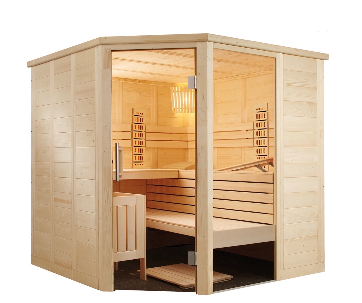 Harvia Alaska Corner Infra+ Massivsauna Saunakabine Inkl. 2 Vollspektrumstrahler