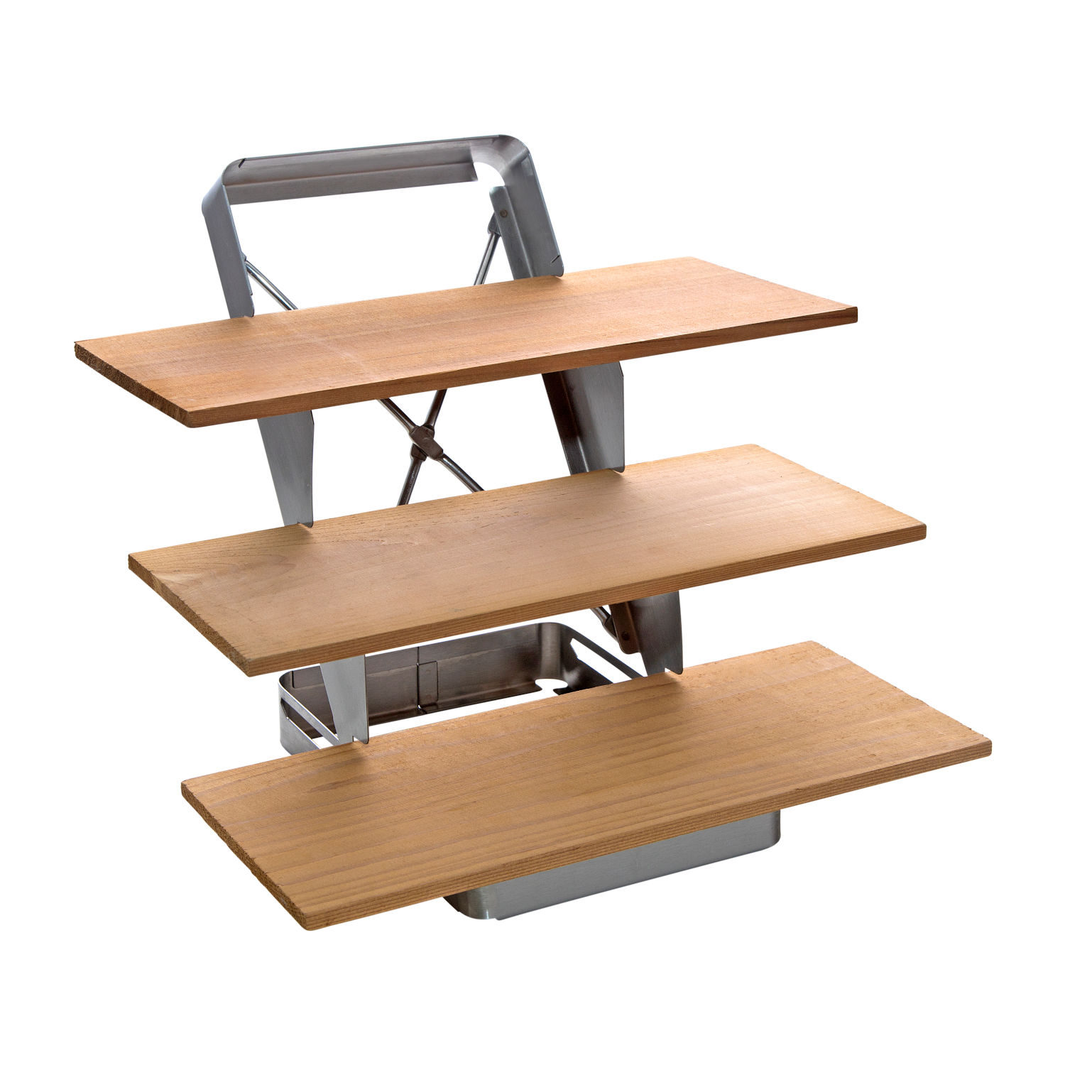 Allgrill Halter für 3 Zedernholzplanken aus Edelstahl 30x28x26 cm
