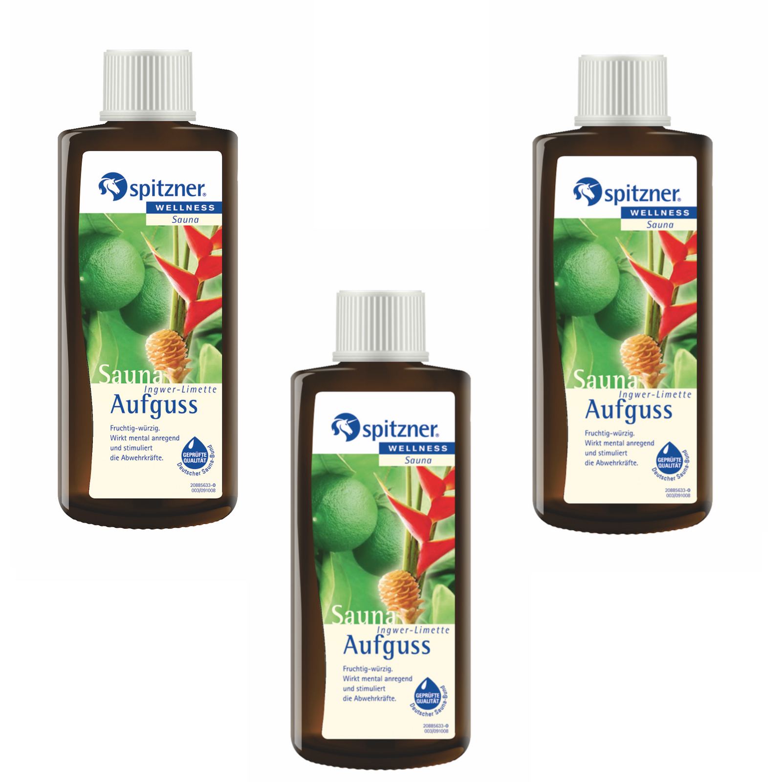 Spitzner Saunaaufguss Ingwer Limette 190 ml 3er Vorteilspack Aufgussset