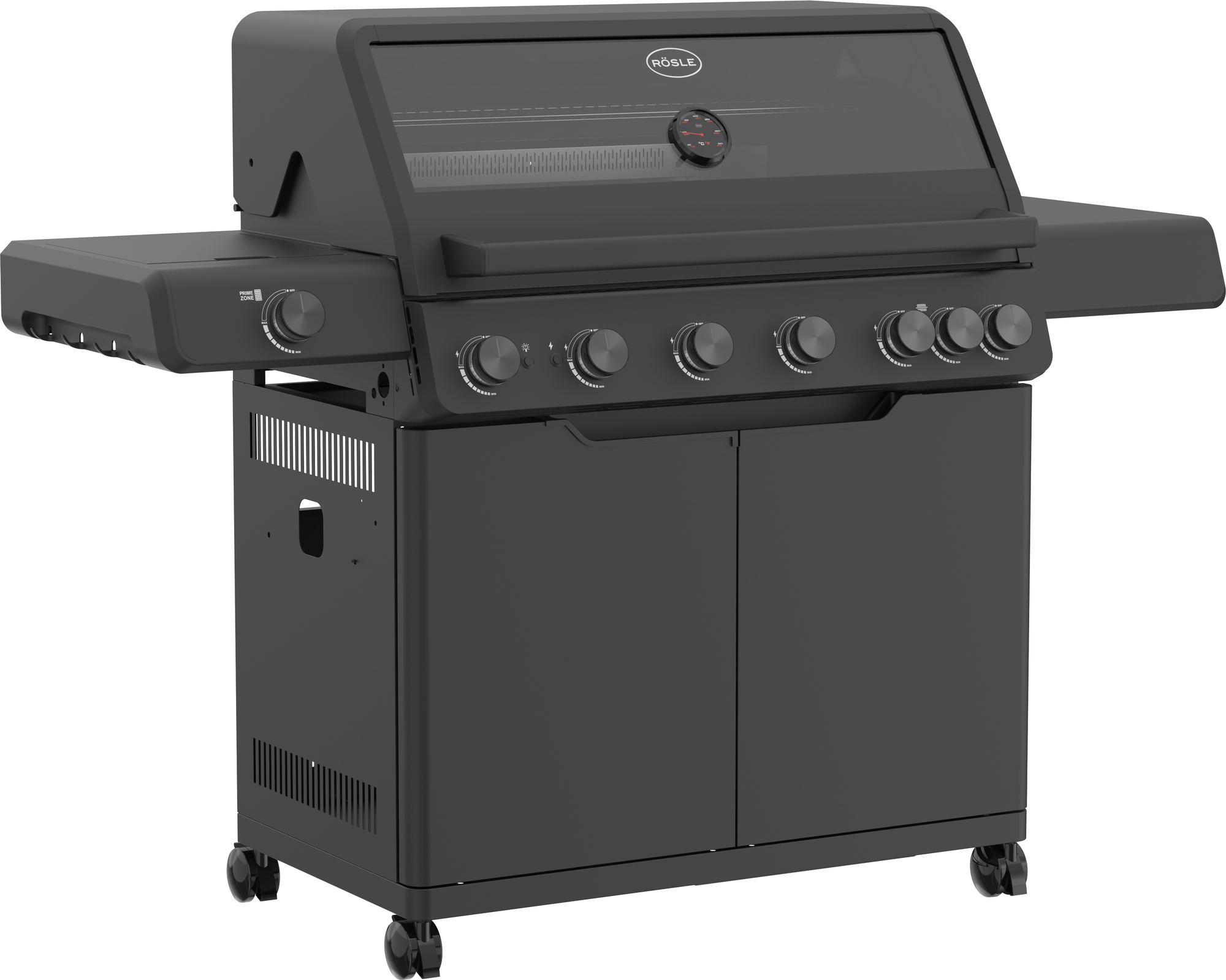 Rösle Gasgrill ALLFLAME Hero 6 Schwarz mit PRIMEZONE und Backburner 251054