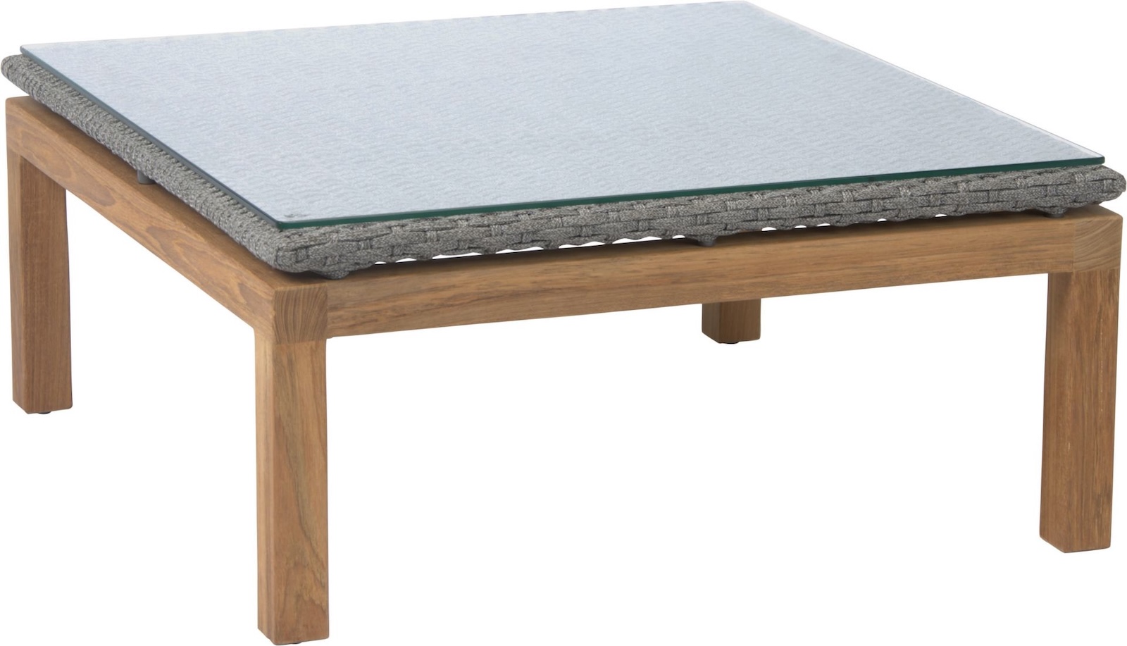 Stern Leah Lounge-Tisch Beistelltisch Balkontisch Terrassentisch Teakholz Glasplatte