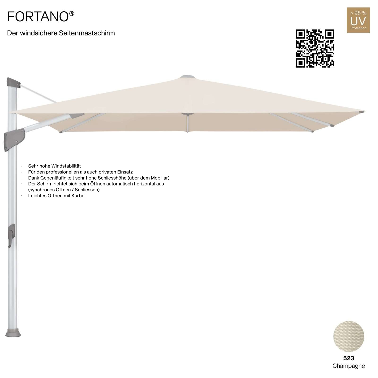 GLATZ Sonnenschirm FORTANO® Ampelschirm 300 x 300 cm 100 % Polyacryl Farbe 523 Champagne