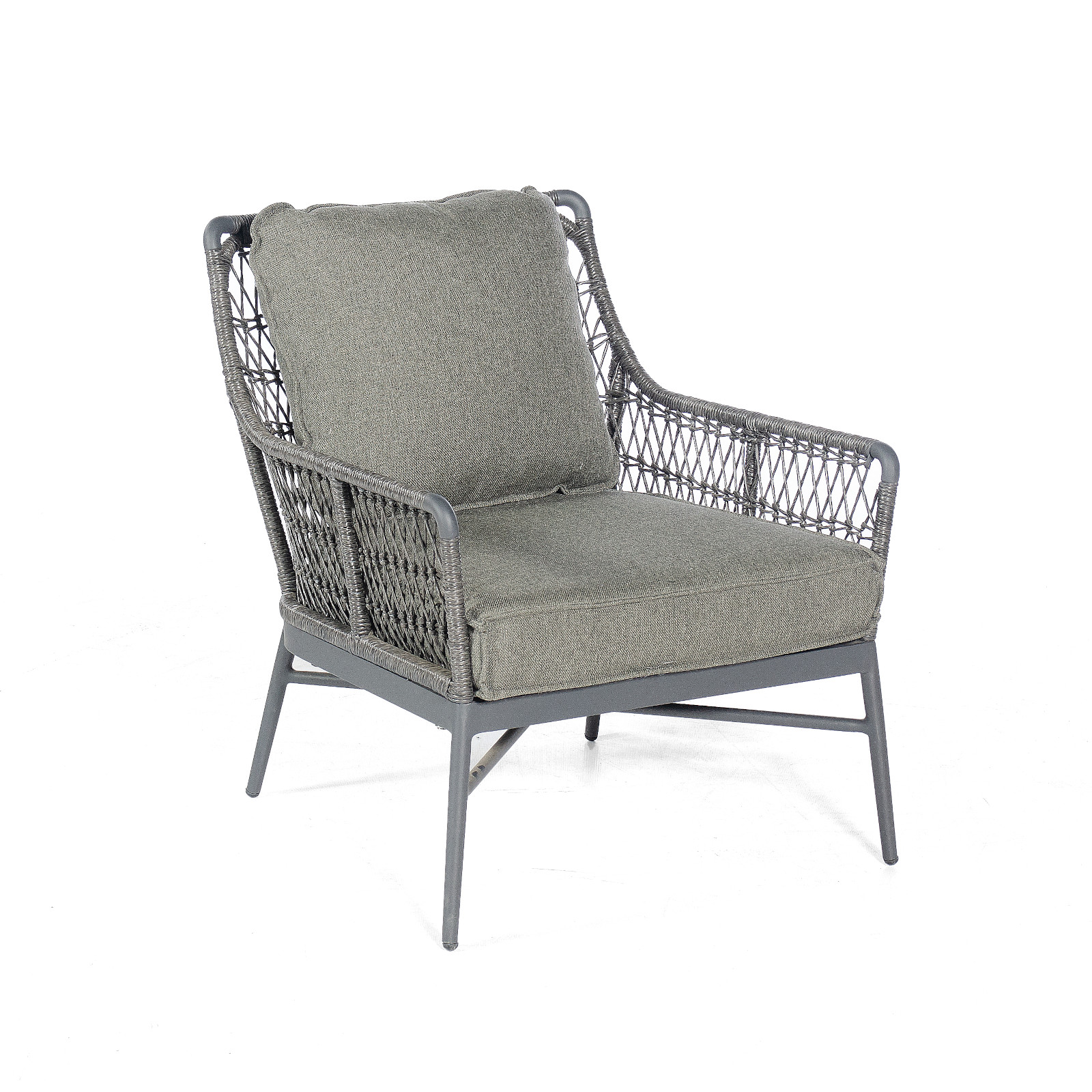 Sonnenpartner Retro Loungesessel Gartensessel Alu mit PE-Bespannung light coal