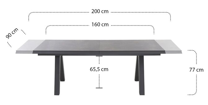 Siena Garden Tirana Dining Tisch, ausziehbar – 160/200 x 90 cm, Aluminium (matt anthrazit) & HPL Ferro
